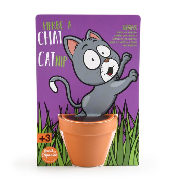 Radis et Capucine - Kit de jardinage - Herbe à Chat - face recto